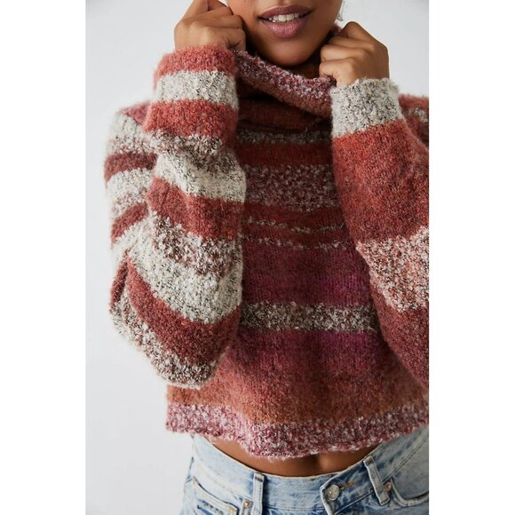 Free People My Girl Cropped Turtleneck Sweater Small Boho Warm Cottagecore - Picture 3 of 11